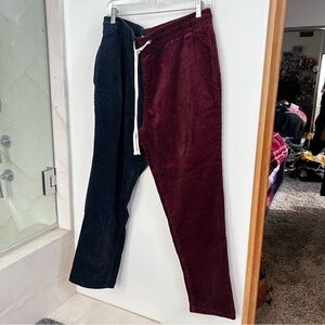 PacSun Men's Corduroy Pants - Dark Blue and Deep Red